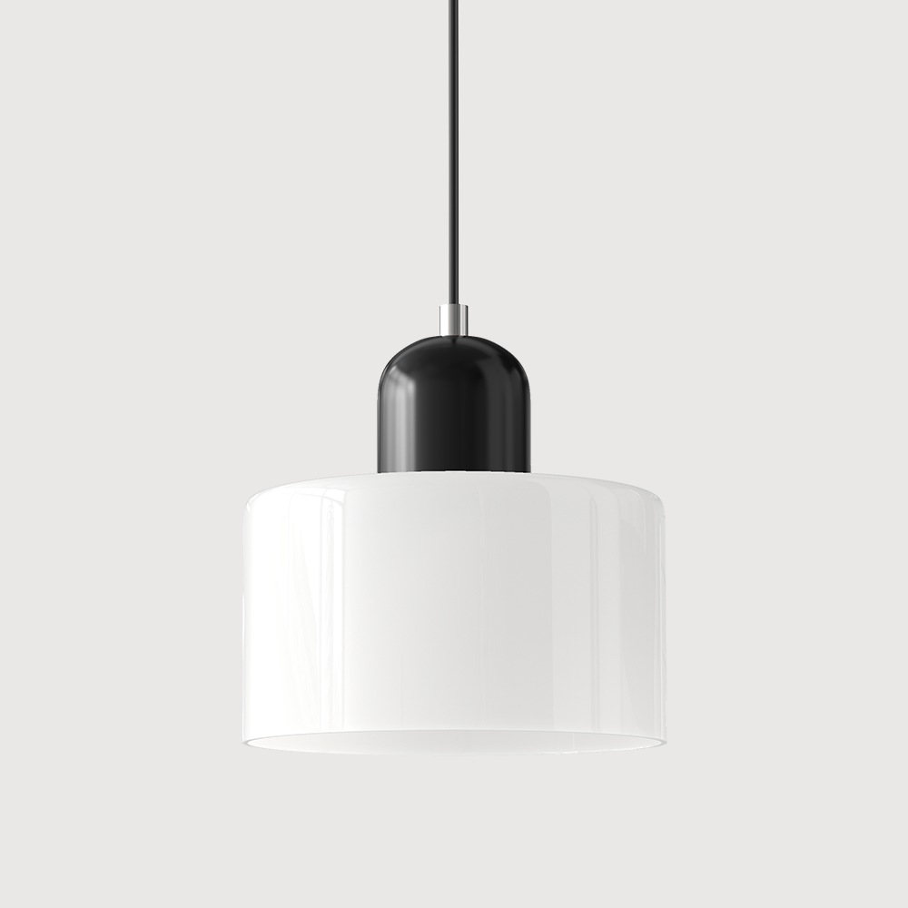 Bauhaus Coloured Glass Pendant Light in White - View 4
