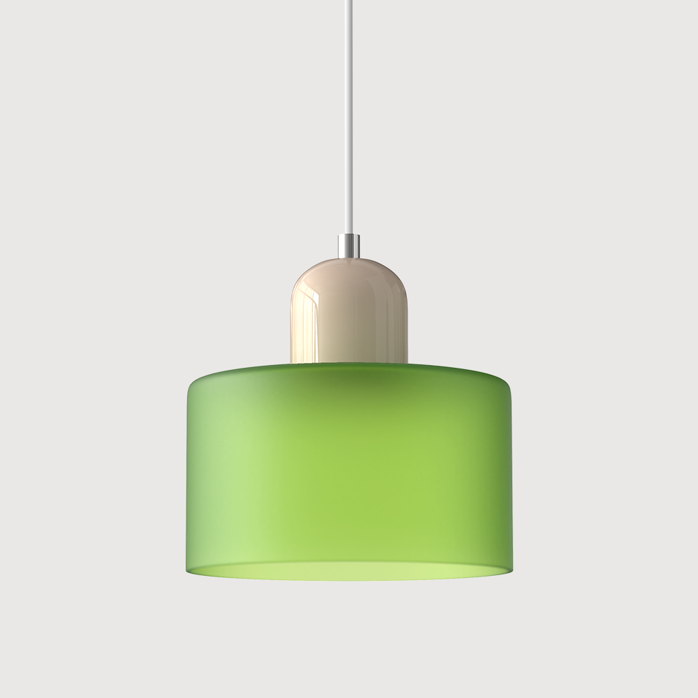 Bauhaus Coloured Glass Pendant Light in Frosted Green - View 6