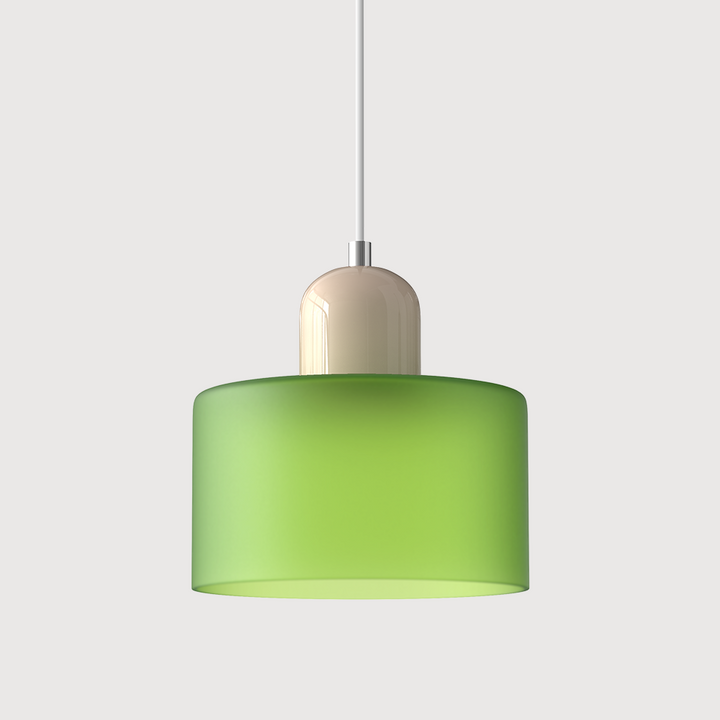 Bauhaus Coloured Glass Pendant Light in Frosted Green - View 6