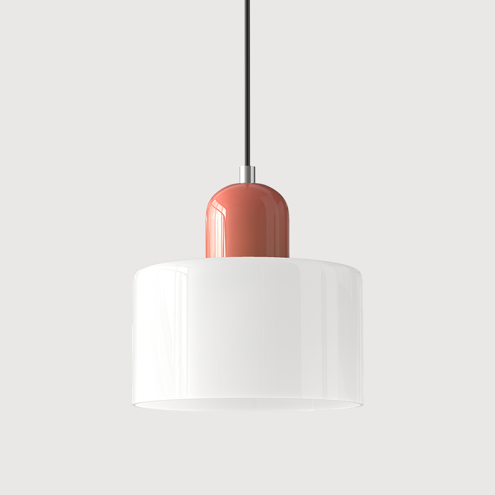 Bauhaus Coloured Glass Pendant Light in White - View 5