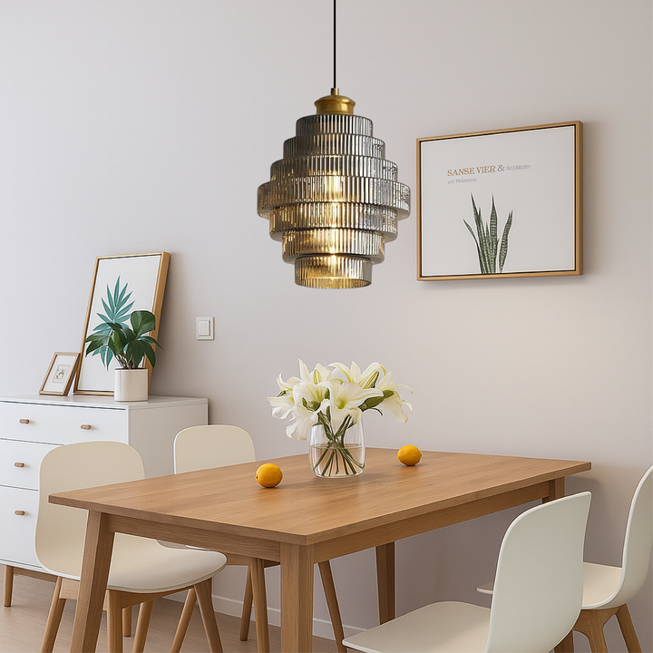 Vintage Tiered Glass Pendant Light - View 4