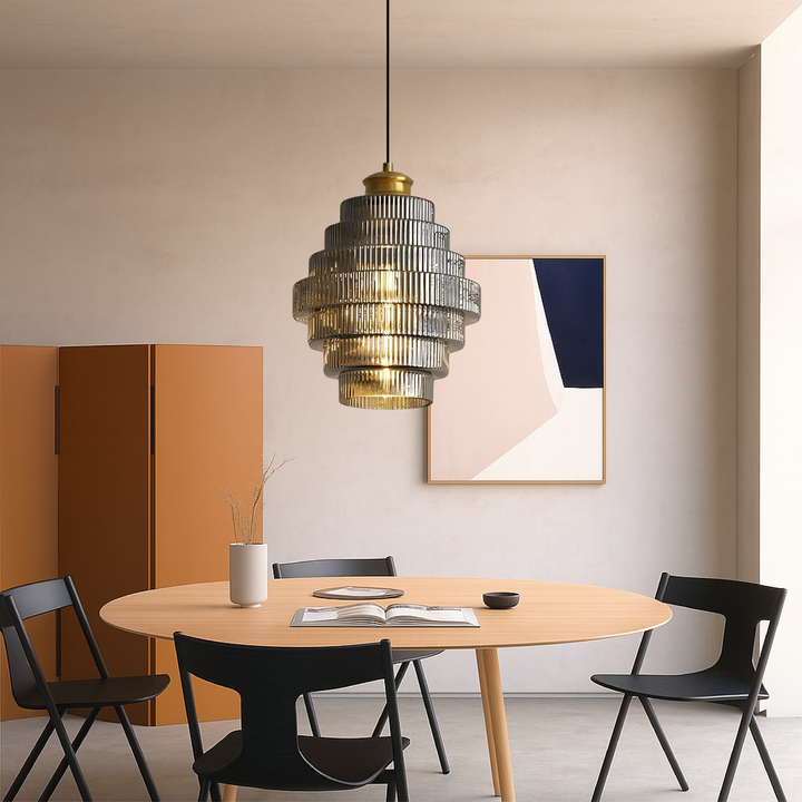 Vintage Tiered Glass Pendant Light - View 3