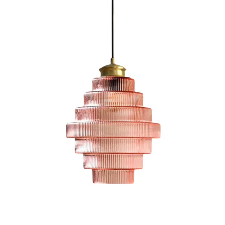 Vintage Tiered Glass Pendant Light in Pink