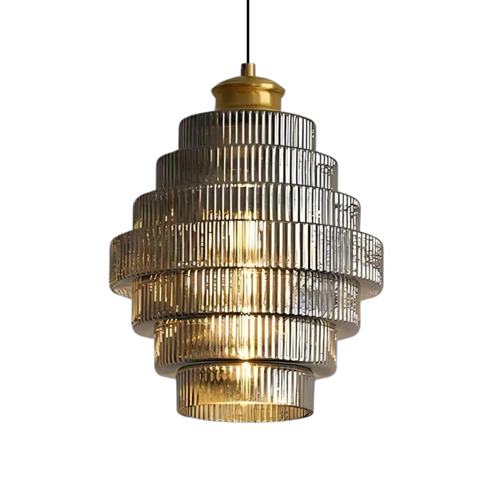 Vintage Tiered Glass Pendant Light in Smoky Grey