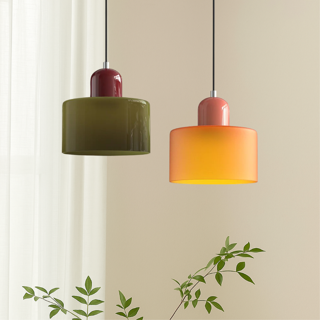 Bauhaus Coloured Glass Pendant Light