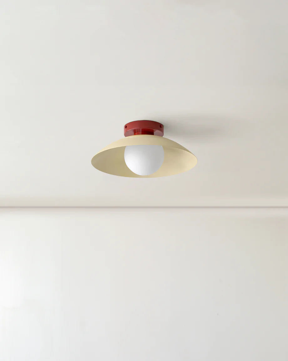 Scallop Wall and Ceiling Light in Bone, Oxide Red