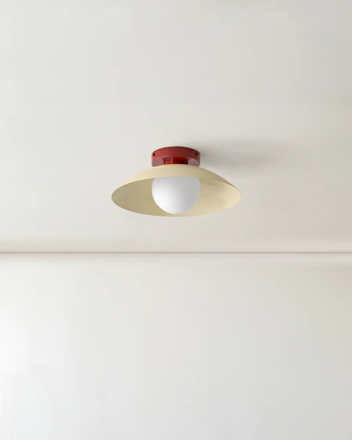 Scallop Wall and Ceiling Light in Bone, Oxide Red