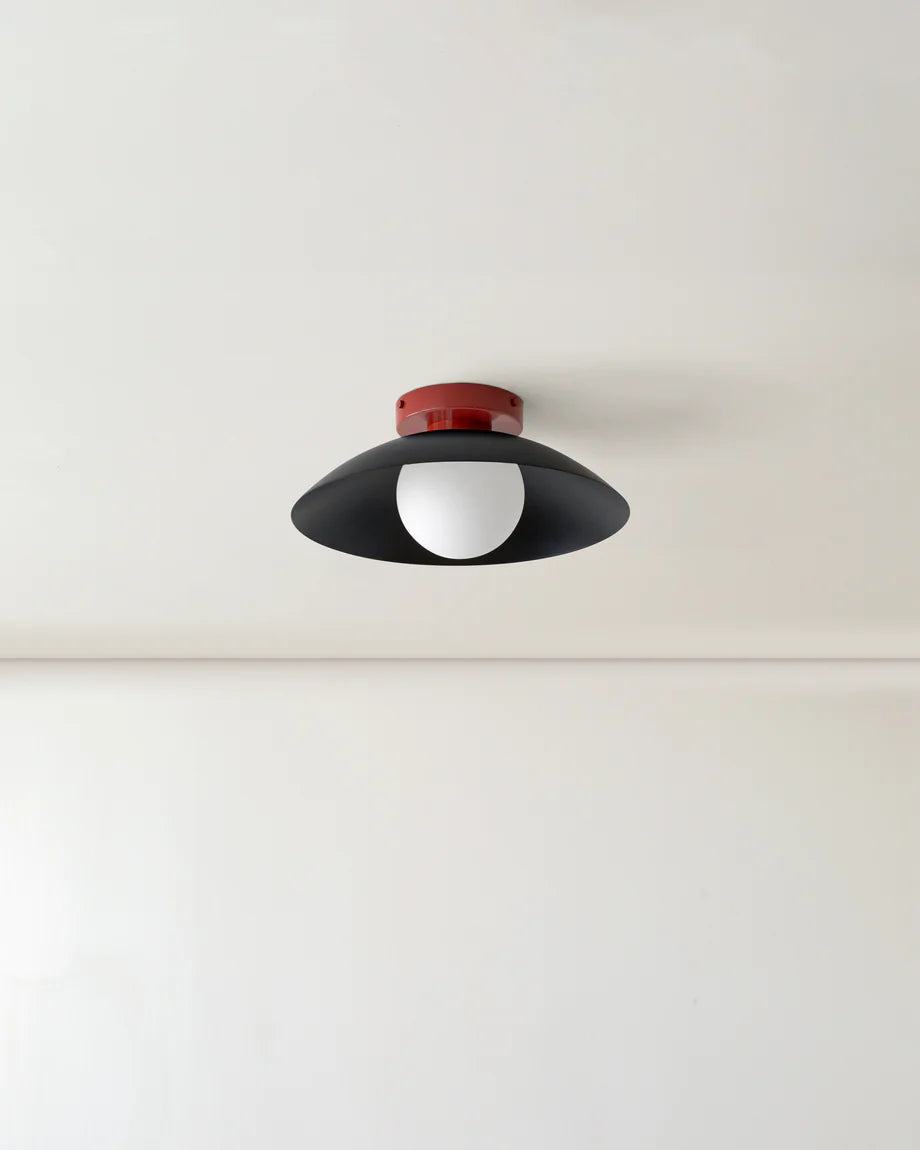 Scallop Wall and Ceiling Light in Black, Oxide Red