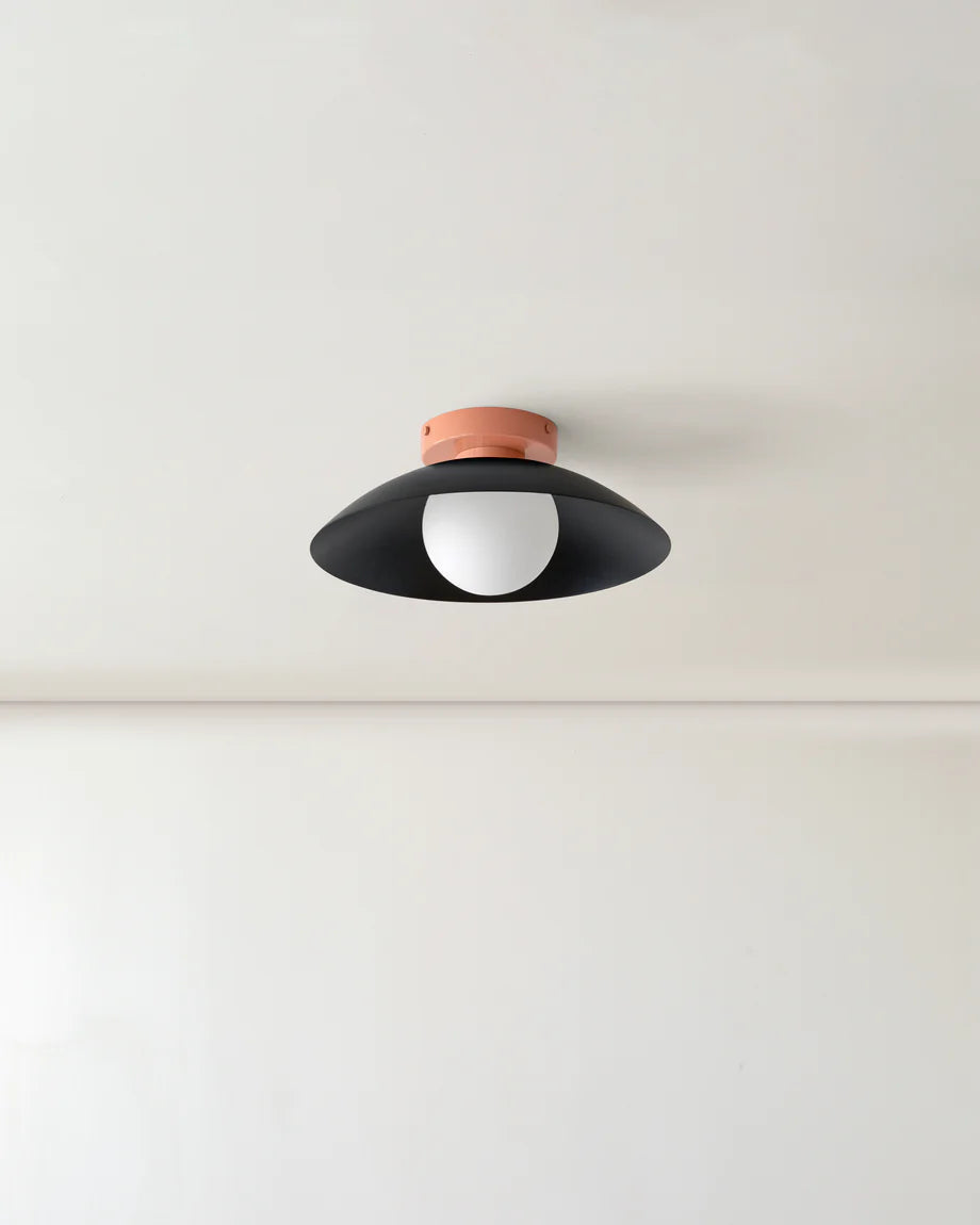 Scallop Wall and Ceiling Light in Black, Peach
