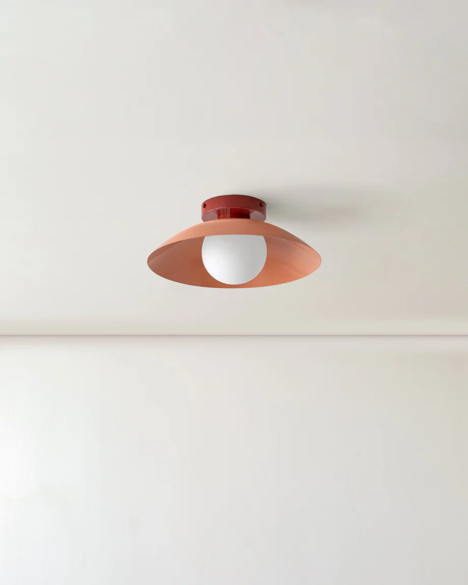 Scallop Wall and Ceiling Light in Peach, Oxide Red