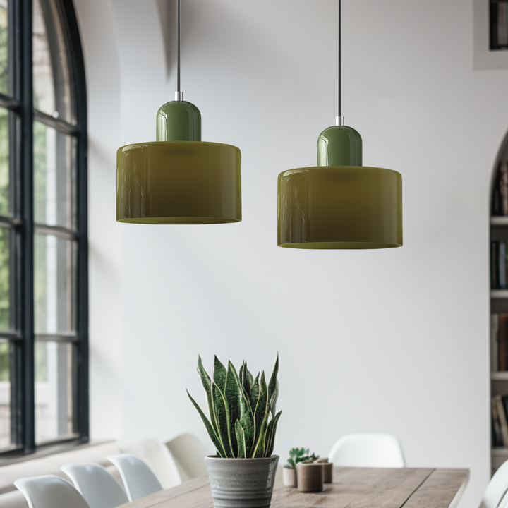 Bauhaus Coloured Glass Pendant Light - View 3