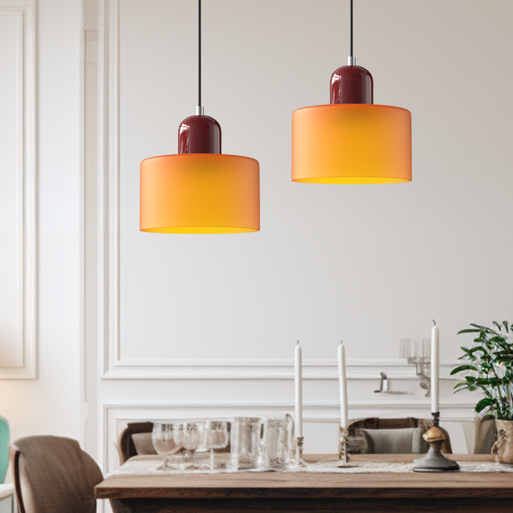Bauhaus Coloured Glass Pendant Light - View 2