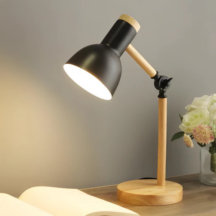 Adjustable LED Table Lamp with Wooden and Metal Design - Modern Bedside or Desk Lamp for Bedroom and Study 3