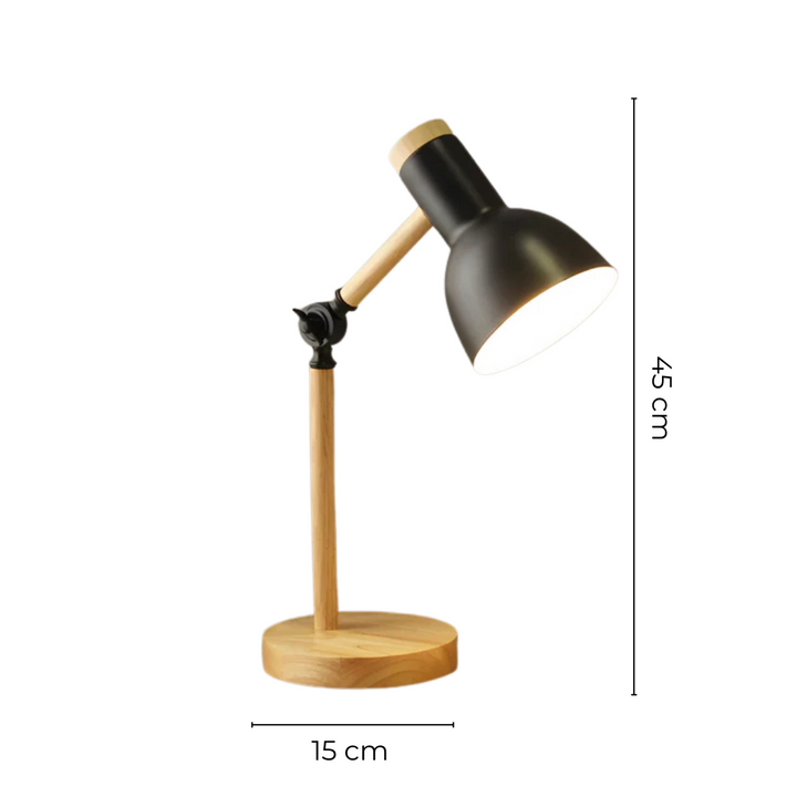 Adjustable LED Table Lamp with Wooden and Metal Design - Modern Bedside or Desk Lamp for Bedroom and Study 5