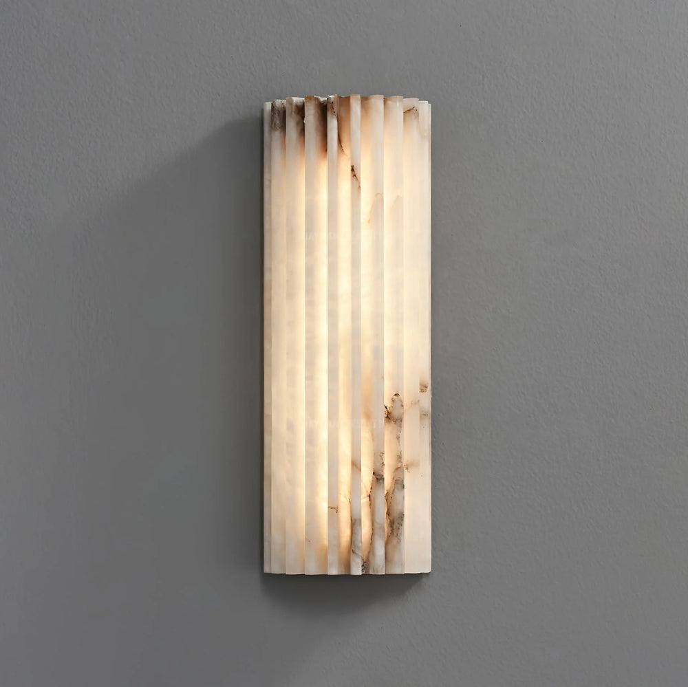 Ribbed Alabaster Wall Light in 10 x 5 x 46 cm