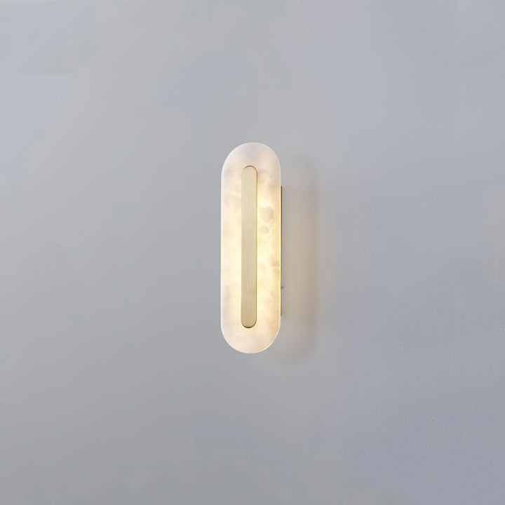 Alabaster Wall Sconce with Brass Inlay in 10 x 36 cm