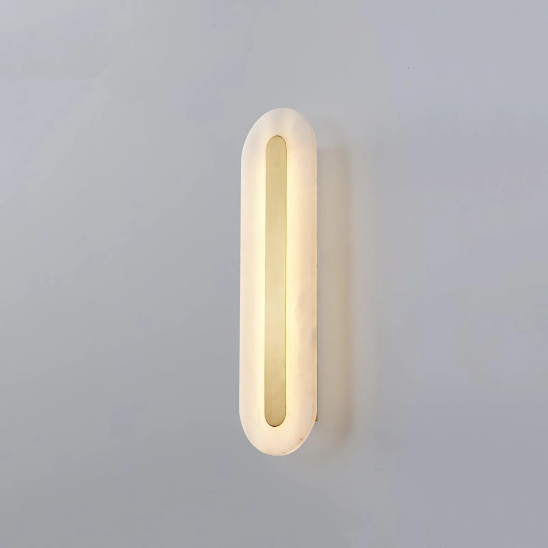 Alabaster Wall Sconce with Brass Inlay in 15 x 51 cm