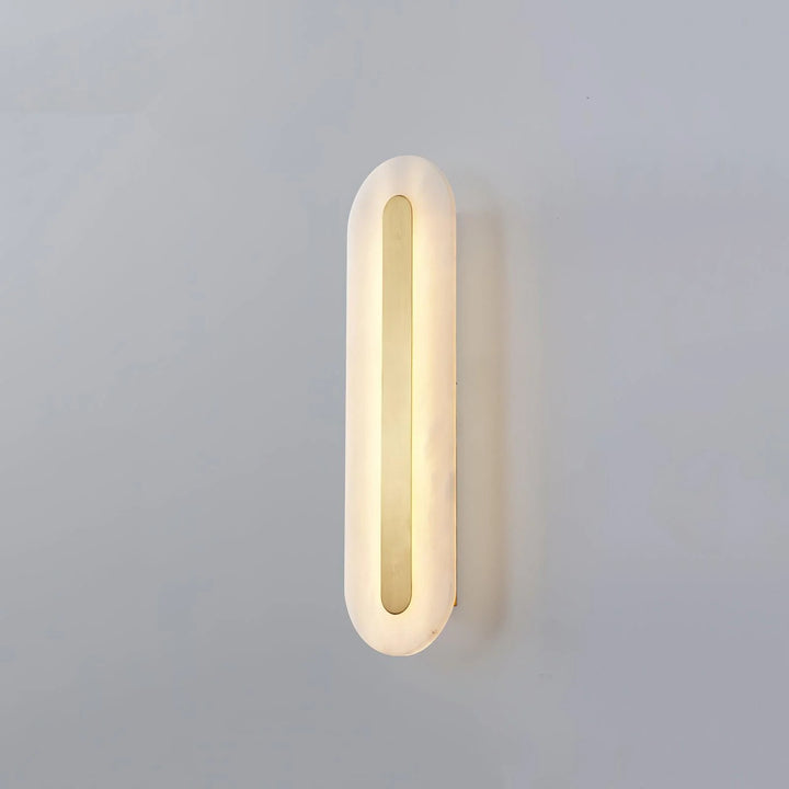 Alabaster Wall Sconce with Brass Inlay in 15 x 51 cm