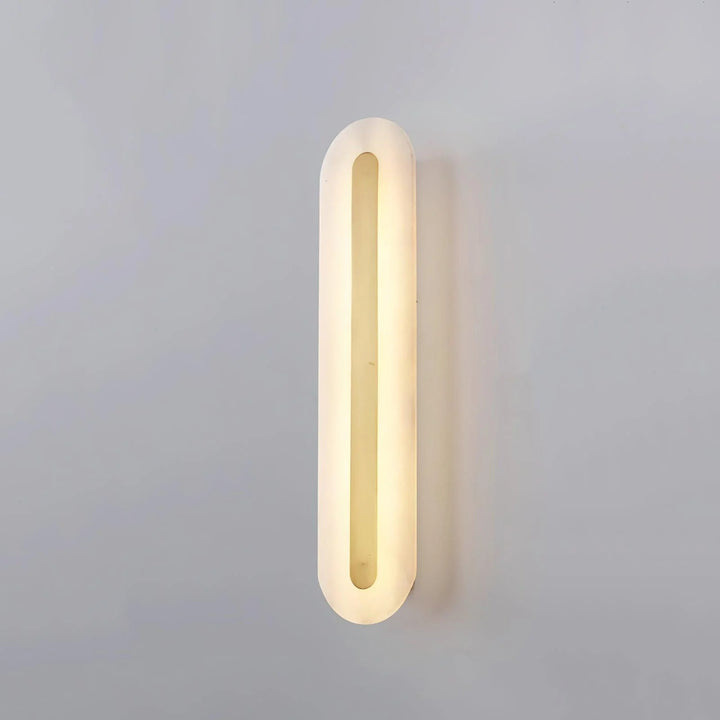 Alabaster Wall Sconce with Brass Inlay in 15 x 61 cm