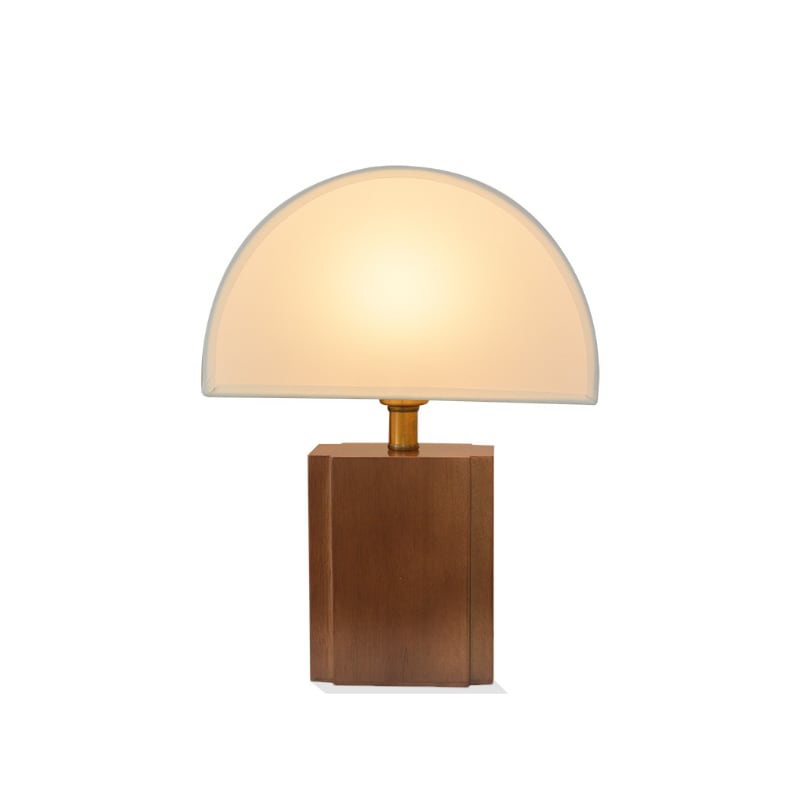 Arched Wood and Linen Table Lamp, 33cm