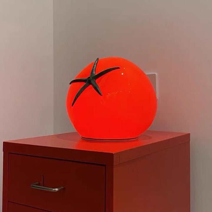 Art Deco Resin Tomato USB LED Table Lamp - Red and Yellow Decorative Light for Living Room 0