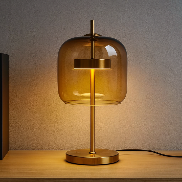 Glass Dome Table Lamp in Amber