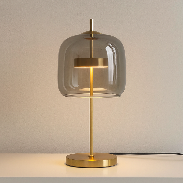 Glass Dome Table Lamp in Smoke Grey