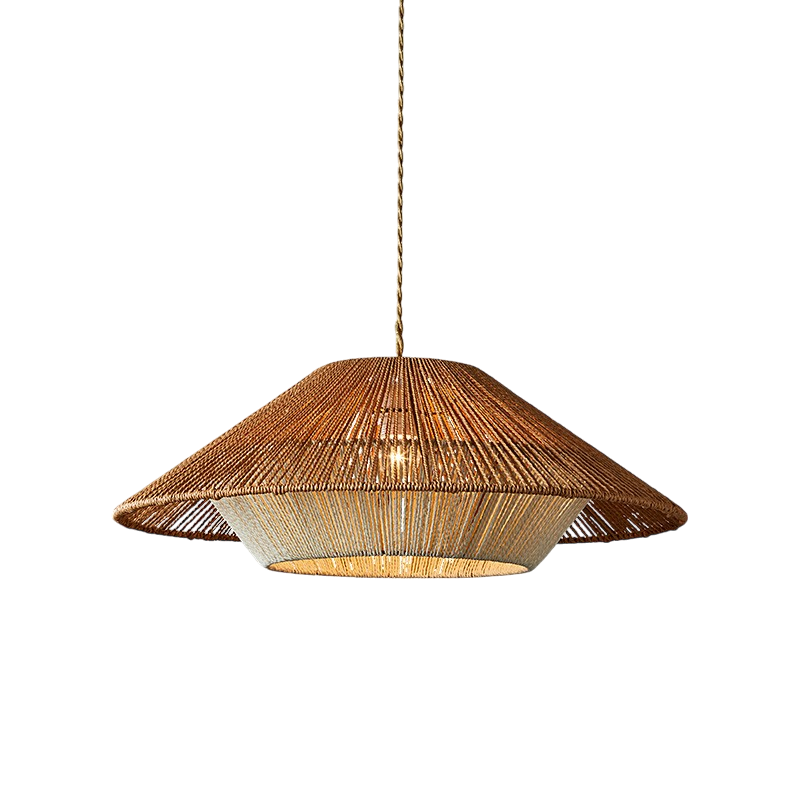 Bamboo Woven Pendant Light with Adjustable Height - LED Hanging Light for Kitchen and Dining Room 0