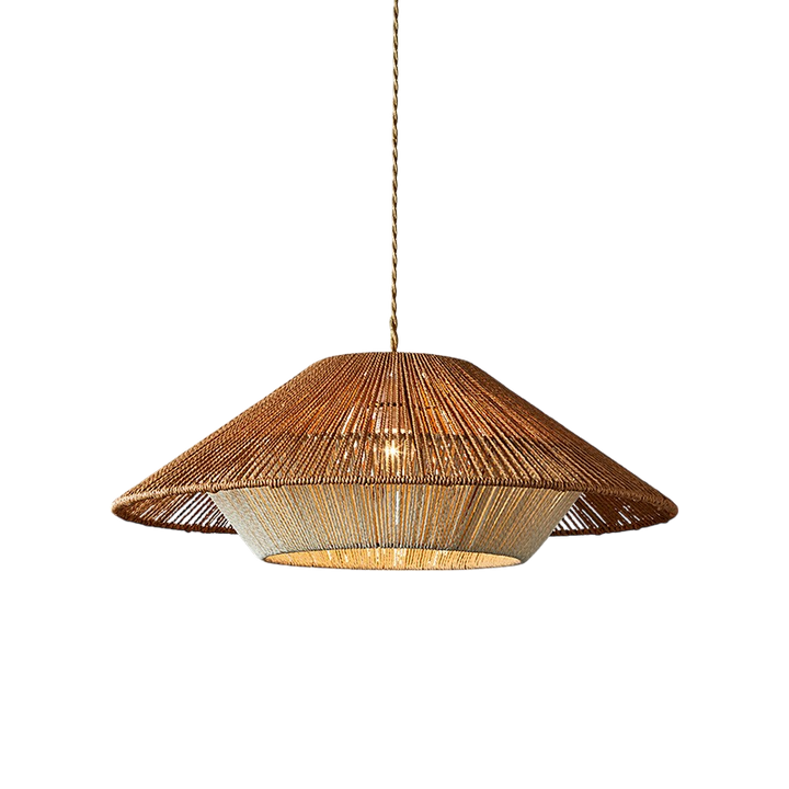 Bamboo Woven Pendant Light with Adjustable Height - LED Hanging Light for Kitchen and Dining Room 0