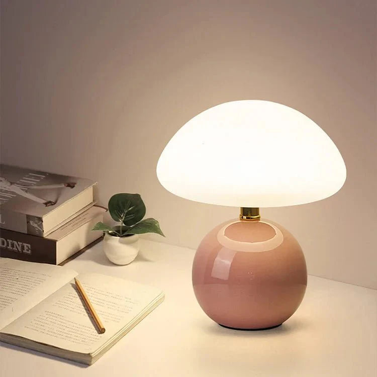 Bauhaus-Inspired Cream White Mushroom Table Lamp - Elegant Ambient Lighting for Living Room and Bedroom 3
