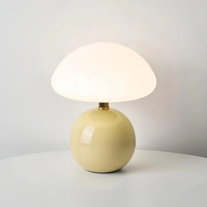 Bauhaus-Inspired Cream White Mushroom Table Lamp - Elegant Ambient Lighting for Living Room and Bedroom 7
