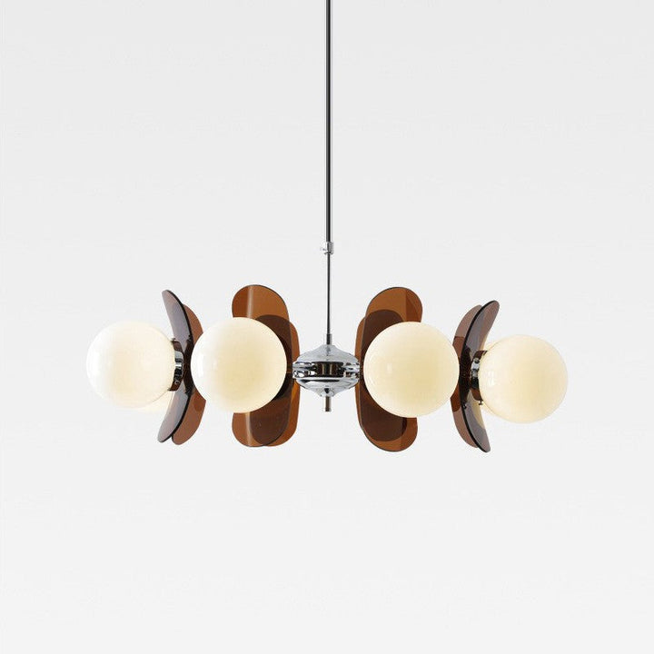 Bauhaus 5-Head Chandelier with Opal Glass Globes - Modern Mid-Century Design 6