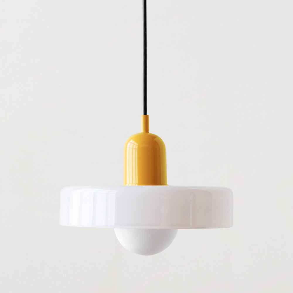 Bauhaus Colored Glass Pendant Light - Adjustable Height with LED Compatibility 14