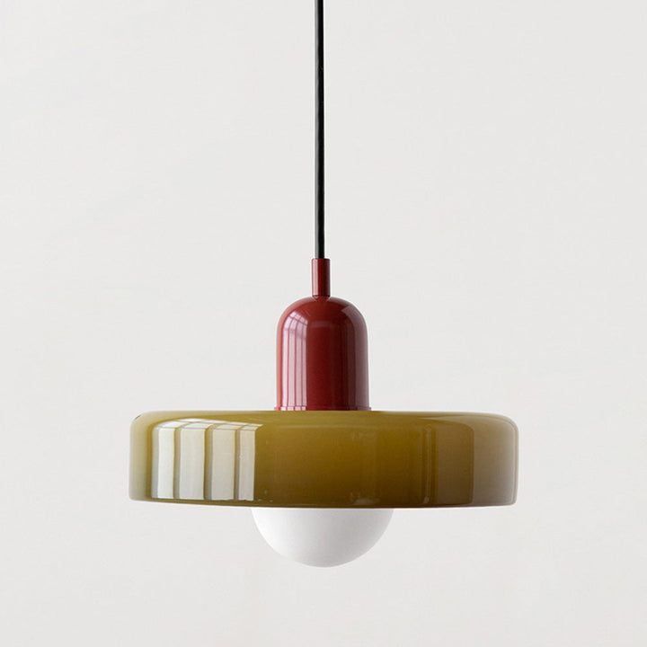 Bauhaus Colored Glass Pendant Light - Adjustable Height with LED Compatibility 18