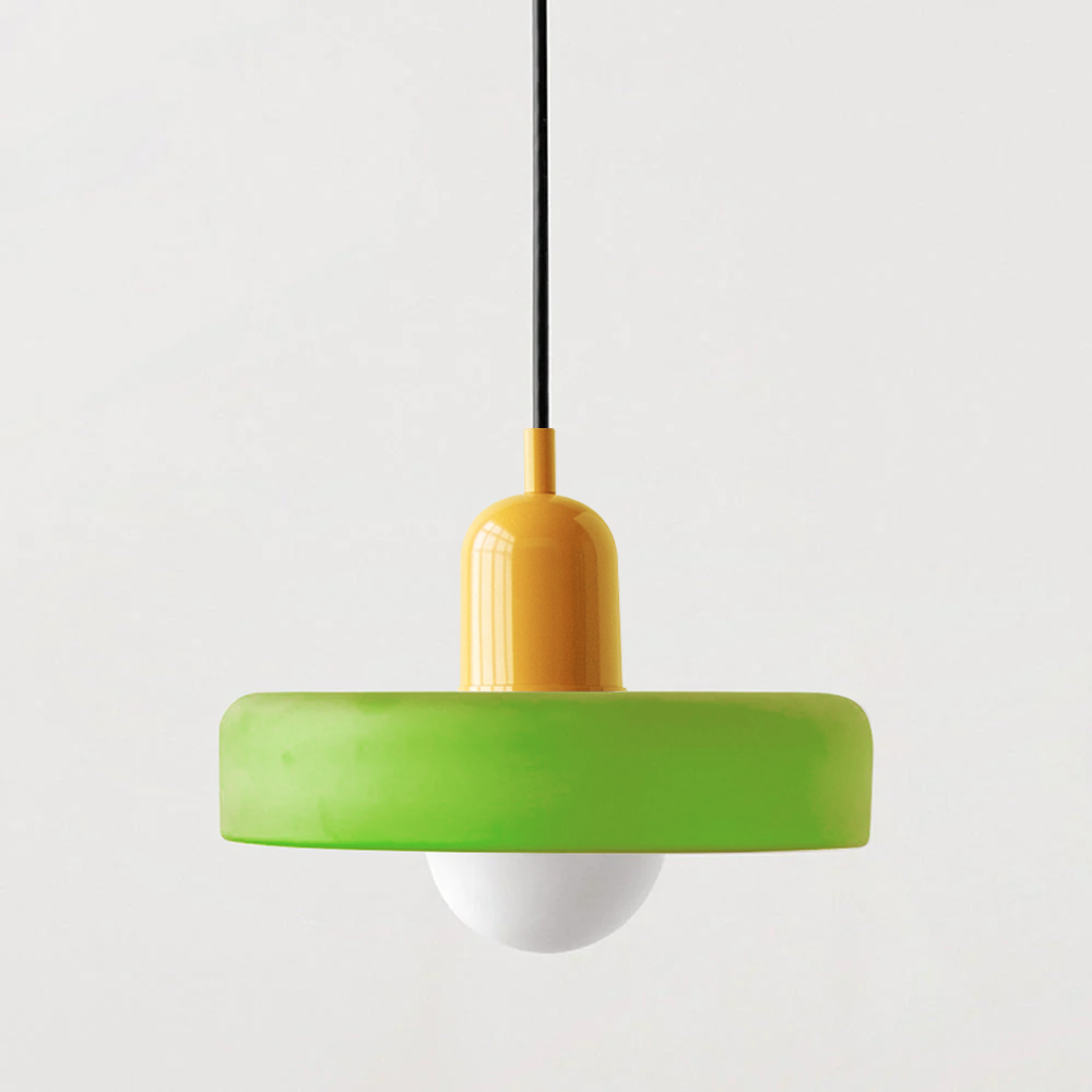 Bauhaus Colored Glass Pendant Light - Adjustable Height with LED Compatibility 27