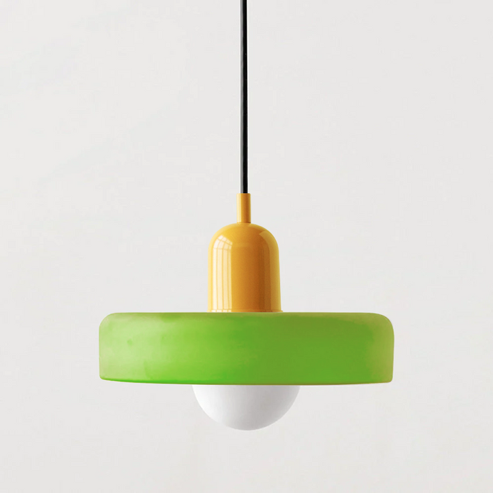 Bauhaus Colored Glass Pendant Light - Adjustable Height with LED Compatibility 27