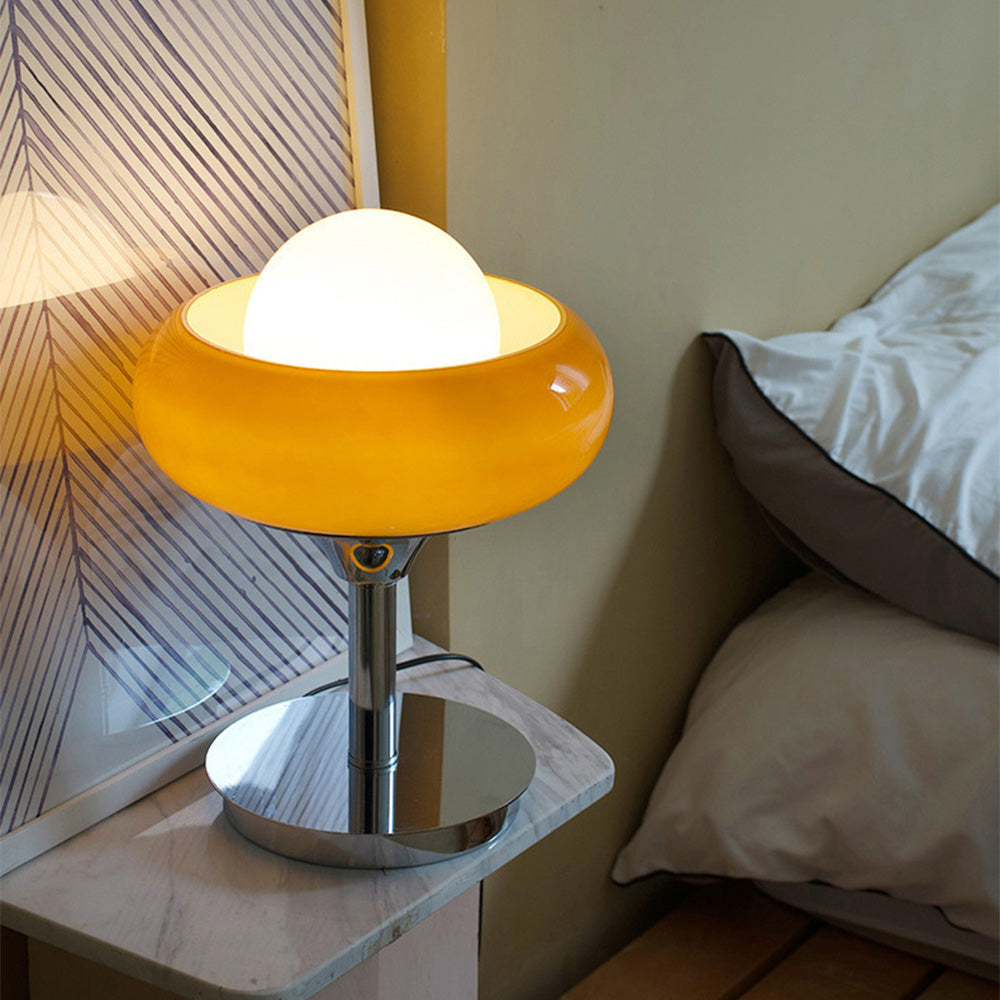 Bauhaus Table Lamp - Vintage Glass and Metal Design for Stylish Bedside or Desk Lighting
