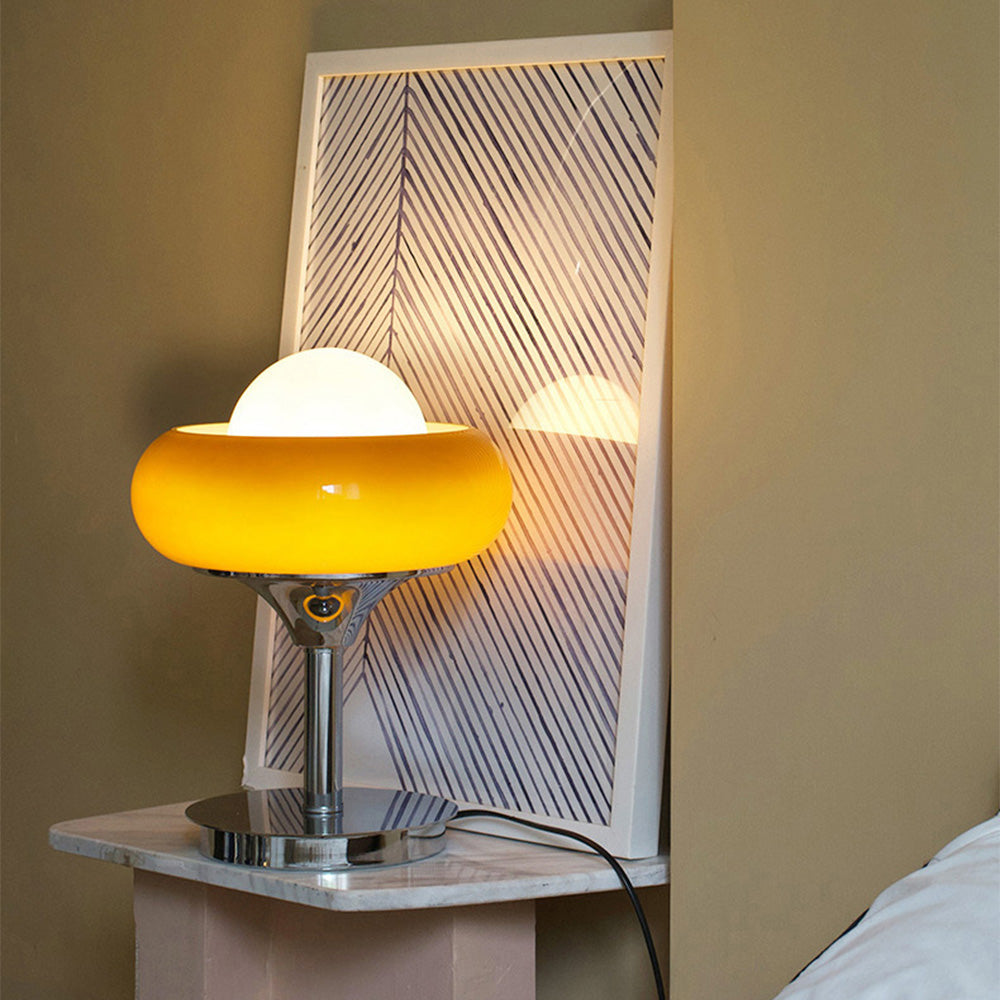 Bauhaus Table Lamp - Vintage Glass and Metal Design for Stylish Bedside or Desk Lighting