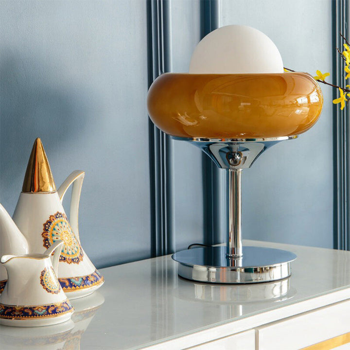 Bauhaus Table Lamp - Vintage Glass and Metal Design for Stylish Bedside or Desk Lighting