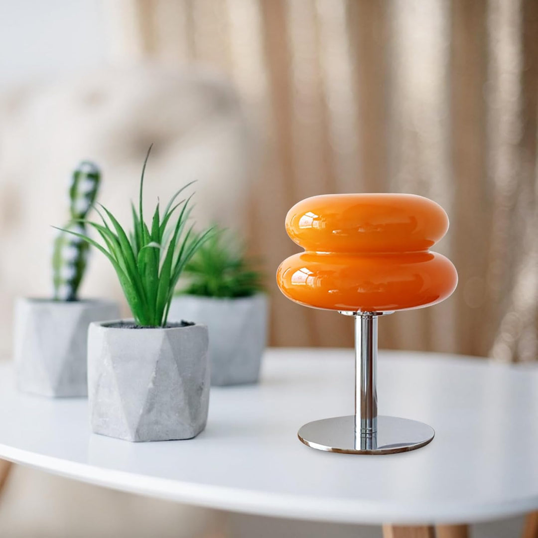 Bauhaus Table Lamp with Touch Control and Colorful Glass Shade - Stylish Bedside or Desk Lamp for Bedroom Decor 0