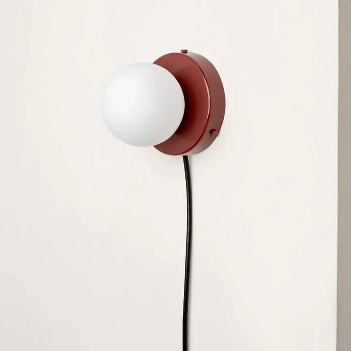 Nalani Frosted Glass Wall Lamp in With Plug - Red