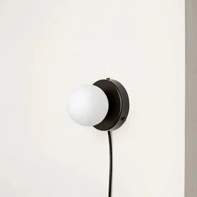 Nalani Frosted Glass Wall Lamp in With Plug - Black