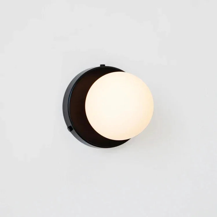 Nalani Frosted Glass Wall Lamp in No Plug - Black