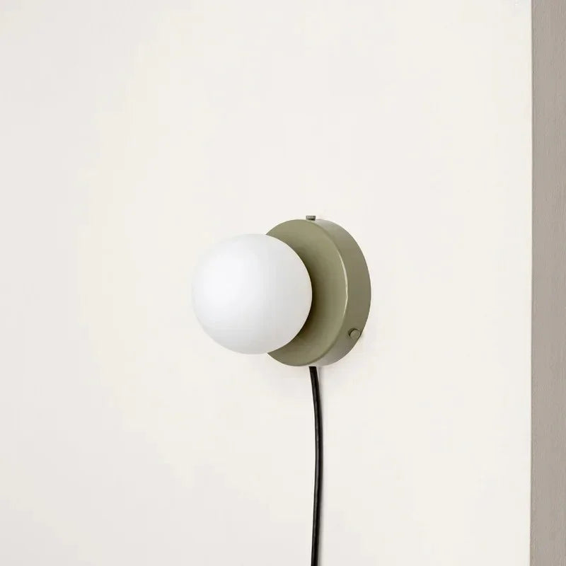 Nalani Frosted Glass Wall Lamp in With Plug - Green