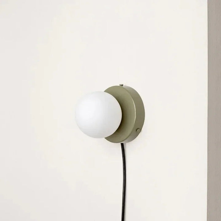 Nalani Frosted Glass Wall Lamp in With Plug - Green