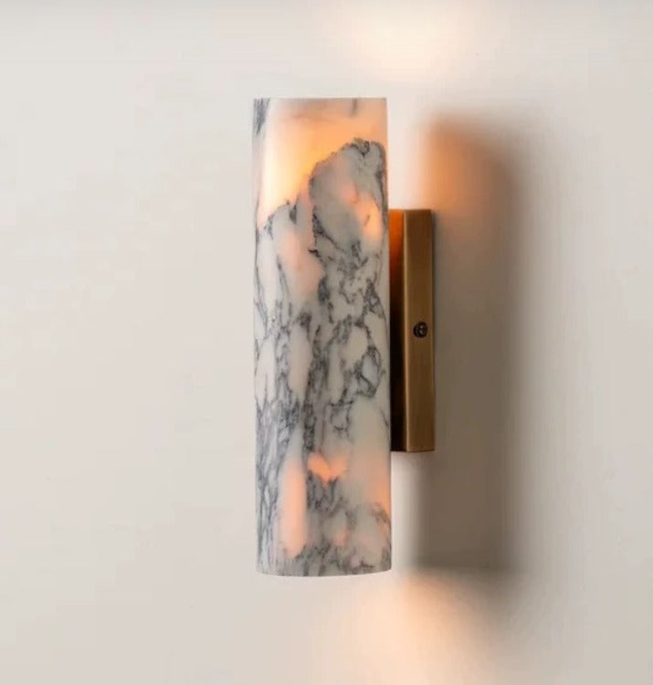 Calacatta Marble and Aged Brass Wall Light - Elegant 2-Light Indoor Fixture 9