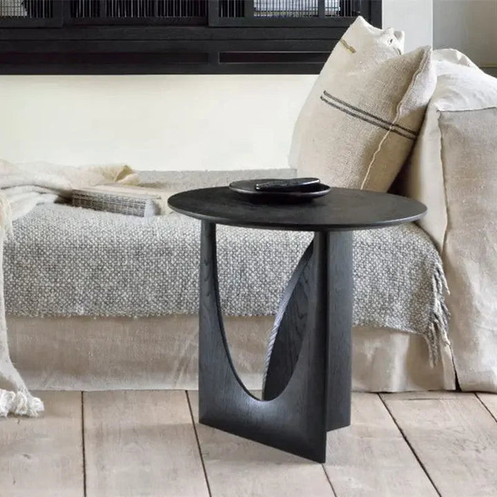Solid Wood Side Table in Black