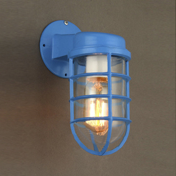Coastal Outdoor Wall Light with Metal Cage - Nautical Style for Porches and Patios 1
