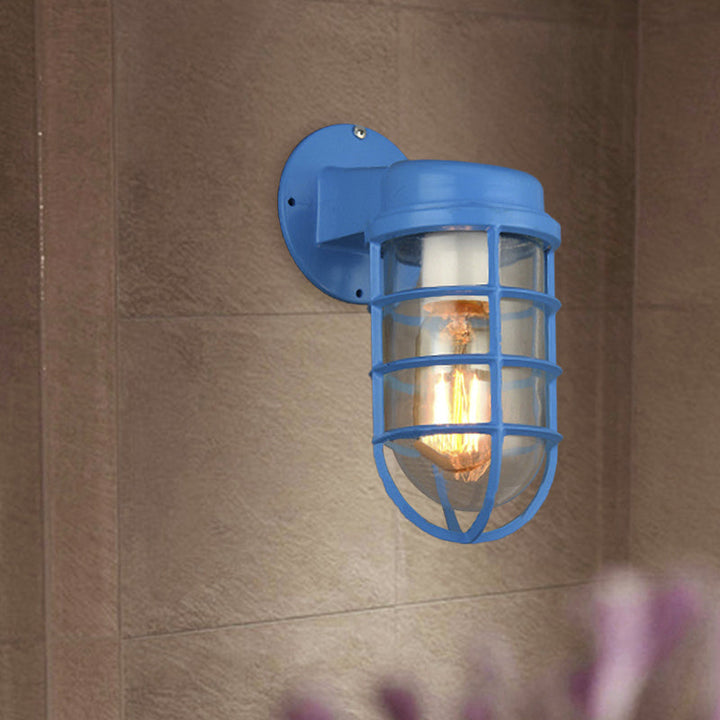 Coastal Outdoor Wall Light with Metal Cage - Nautical Style for Porches and Patios 8