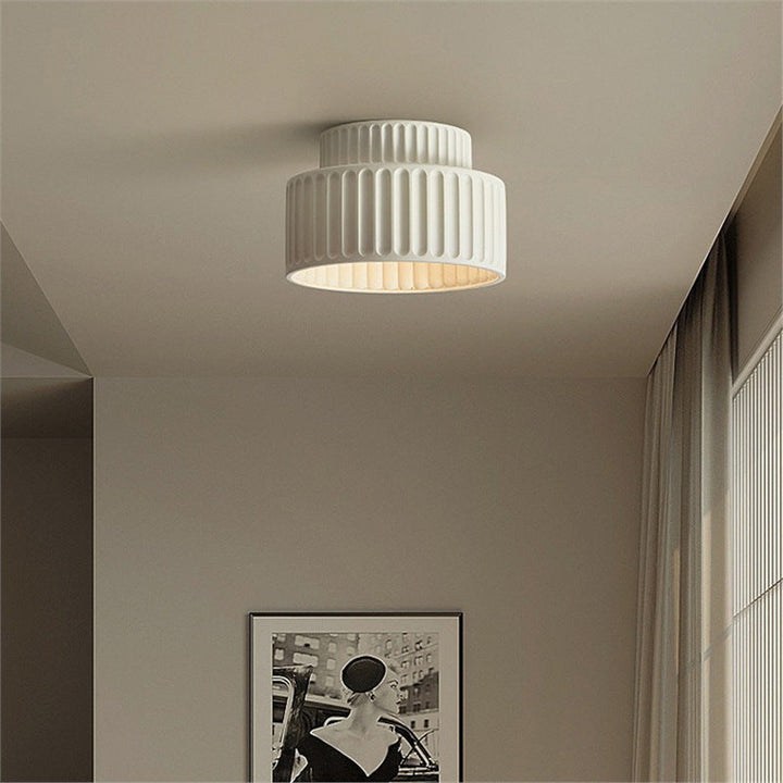 Contemporary Flush Mount Ceiling Light Fixture with Handcrafted Ceramic Shade - LED Ceiling Light for Dining Room 0